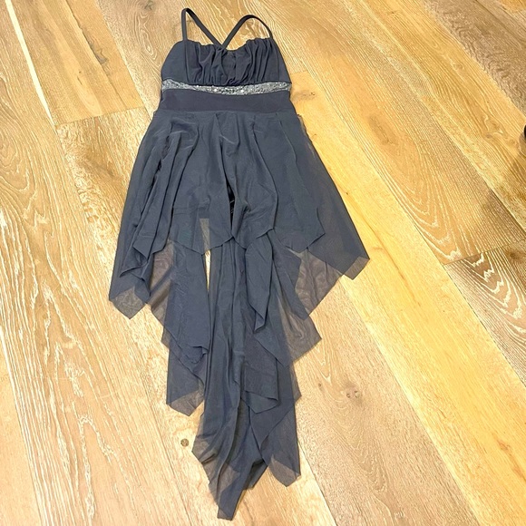 Kelle Costumes Kelle Dance Recital Costume Grey Hi Lo Dress Adult